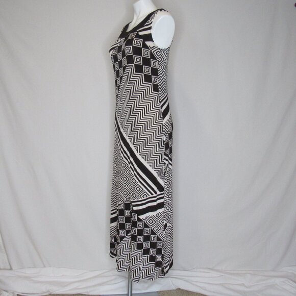 Chico's Travelers Brown White Abstract Print Sleeveless Maxi Dress Women's S 4 - Picture 2 of 9